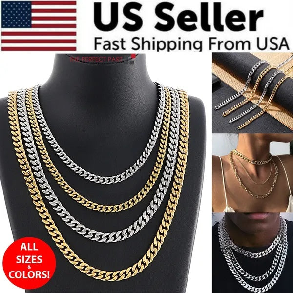 Gold Miami Cuban link chain necklace with lobster clasp