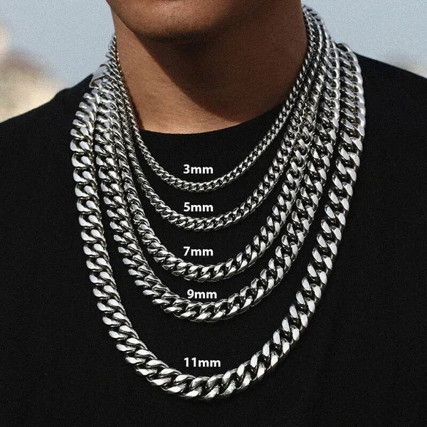 Miami Cuban link chain necklace with lobster clasp, photo 3