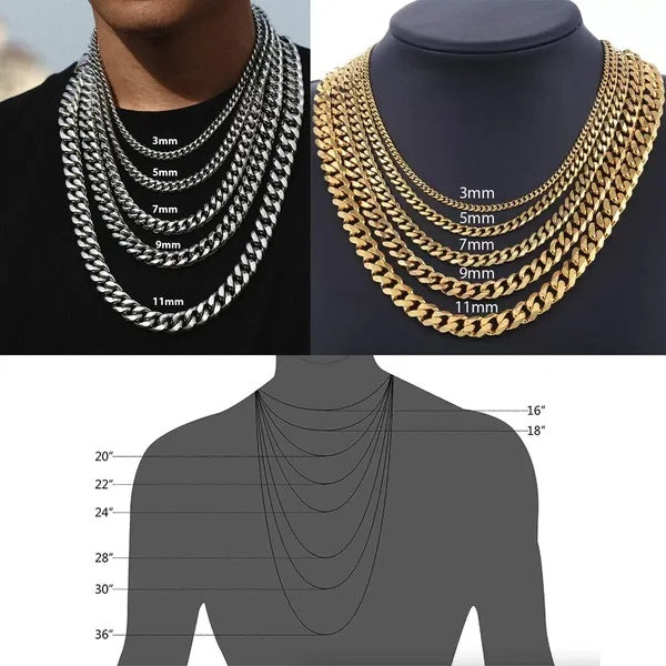 Miami Cuban link chain necklace with lobster clasp, photo 4