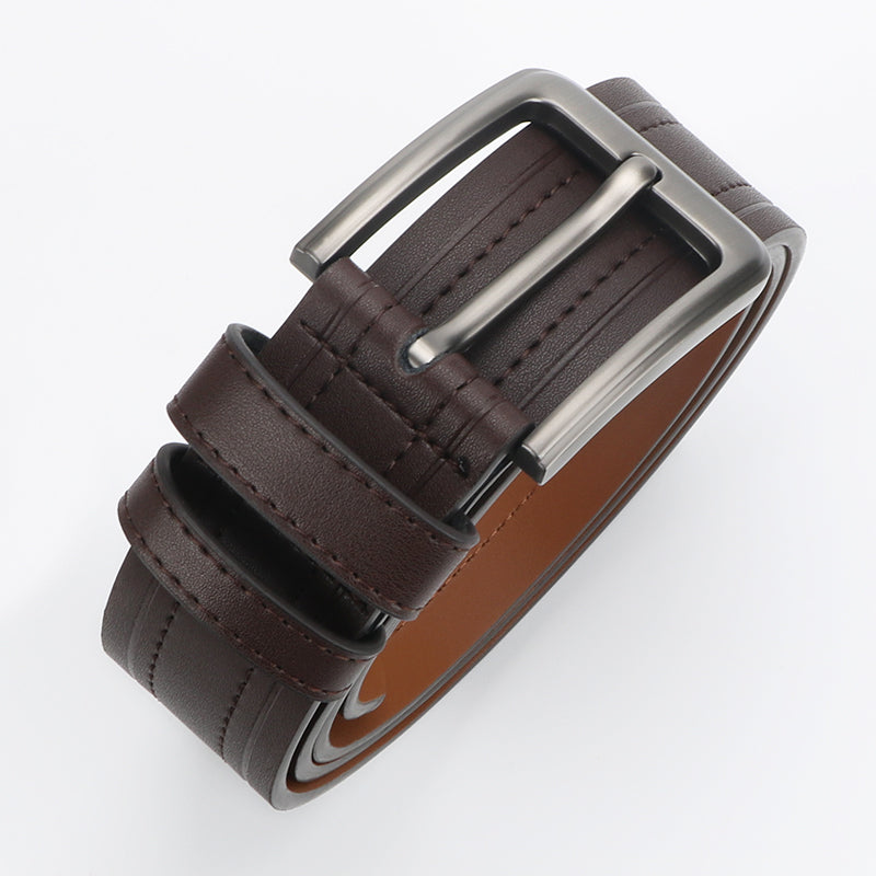 Men's classic leather ratchet belt with alloy buckle, photo 2