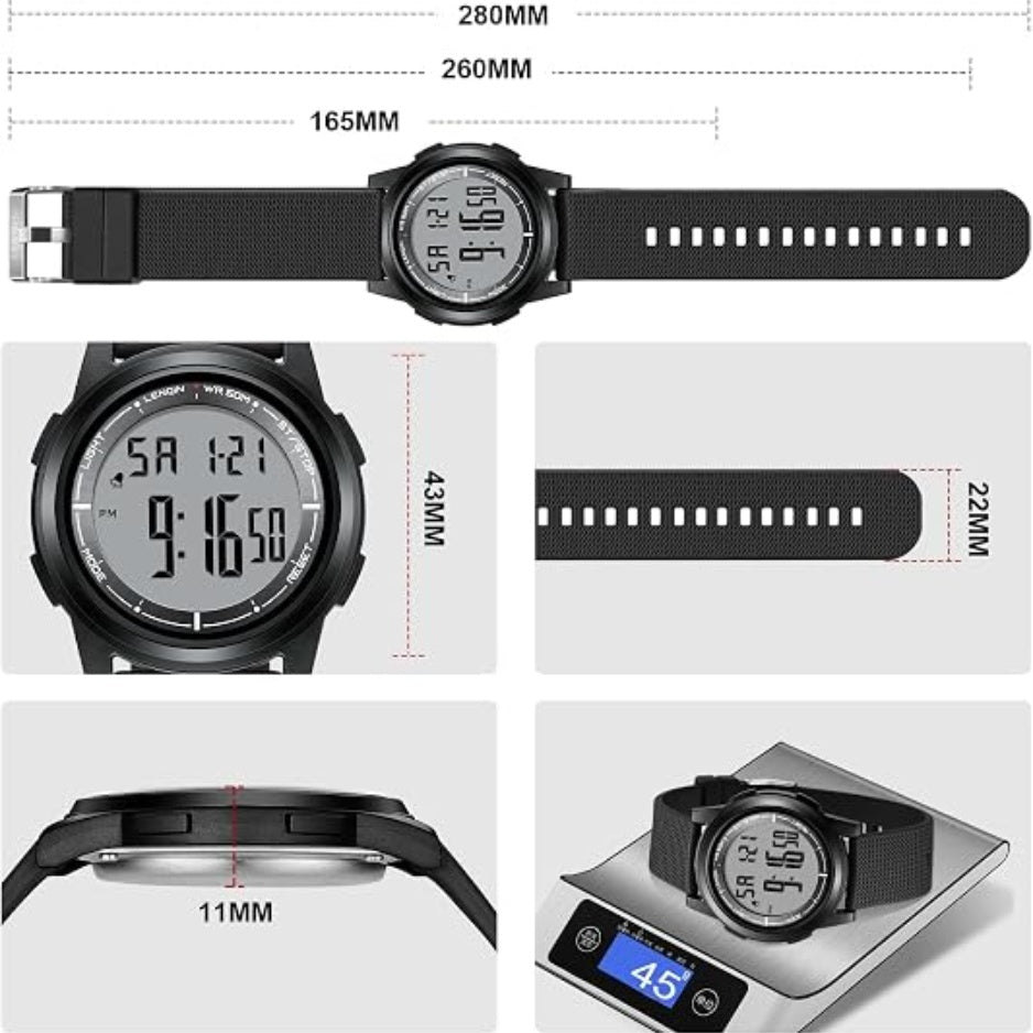 Men's ultra-thin digital sports watch with clear digital display, photo 4