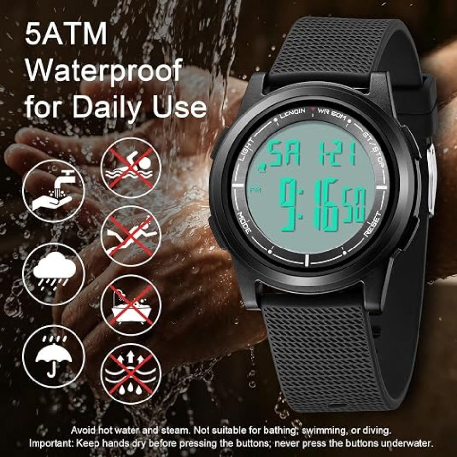 Men's ultra-thin digital sports watch with clear digital display, photo 5