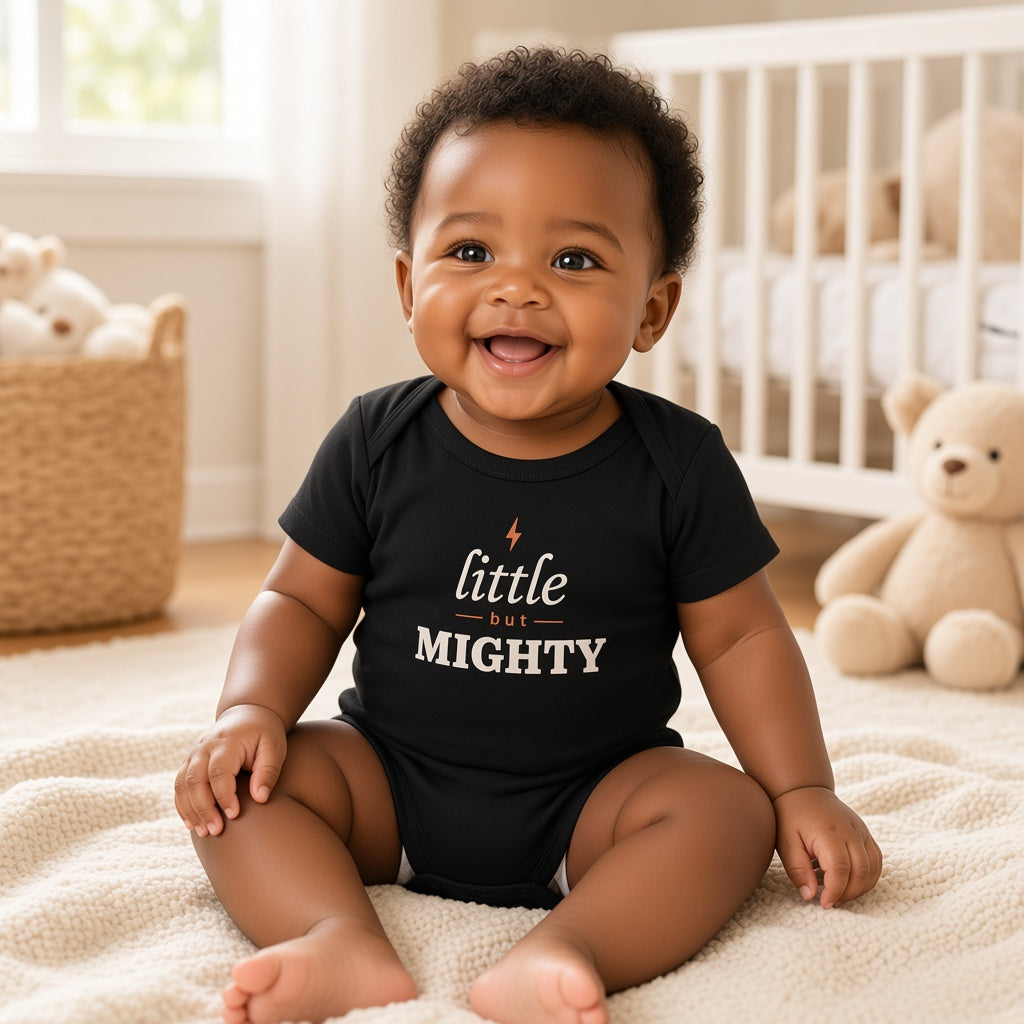 Little but Mighty Baby Bodysuit - Black