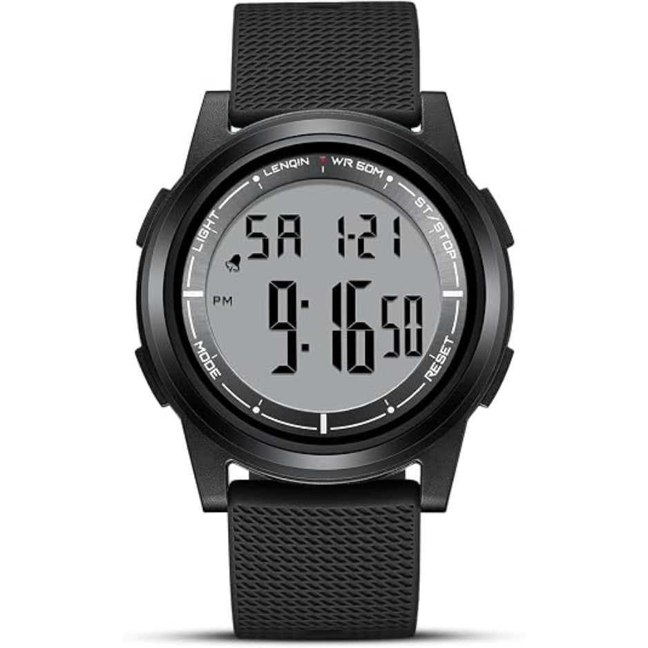Men's ultra-thin digital sports watch with clear digital display