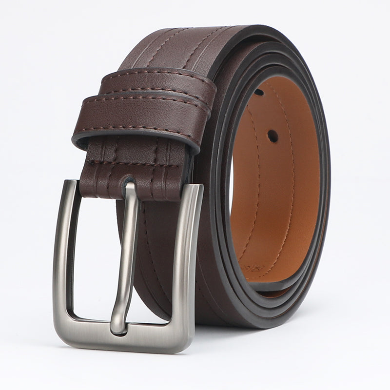 Men's classic leather ratchet belt with alloy buckle, photo 5