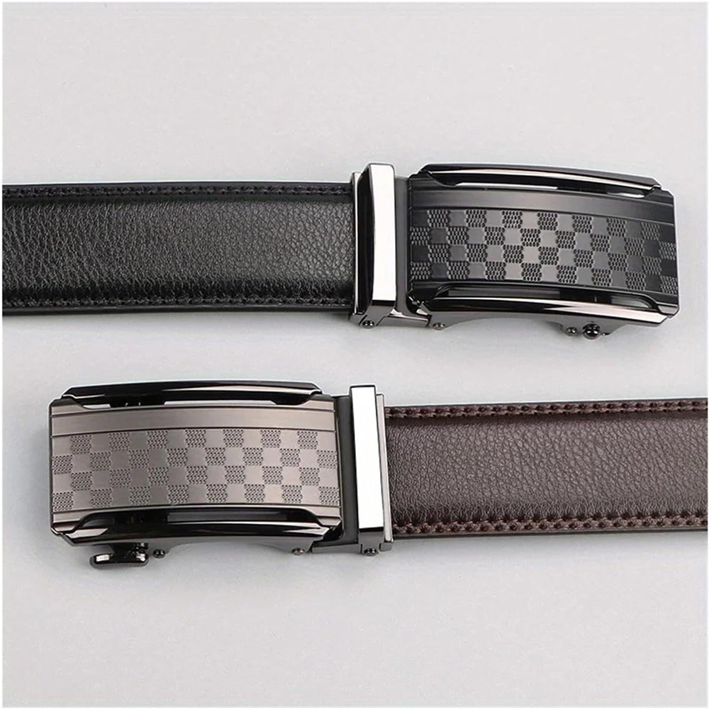 Men's leather belt with automatic ratchet buckle, photo 2