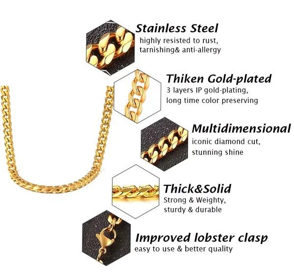 Miami Cuban link chain necklace with lobster clasp, photo 6